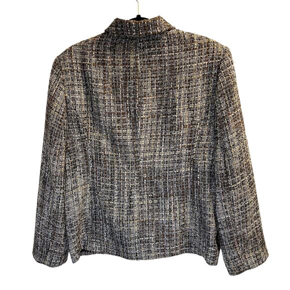 N Touch Tweed Button Front  Blazer Jacket Size 12 Brown Black Retro Academia - Picture 11 of 13
